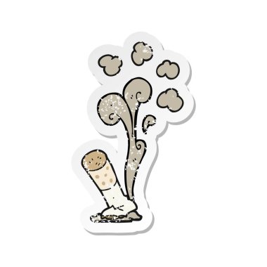 bir çizgi film sigara Retro sıkıntılı etiket