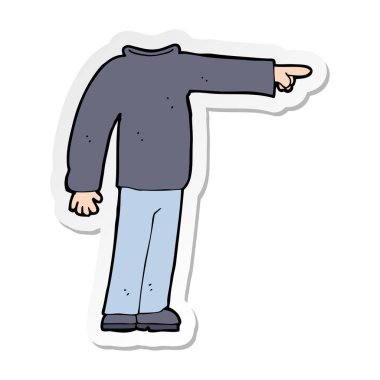 etiket işaret eden bir çizgi film başsız adam