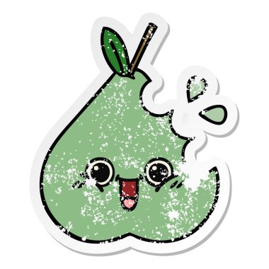 sevimli çizgi yeşil armut sıkıntılı etiket