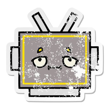 sevimli çizgi robot baş sıkıntılı etiket