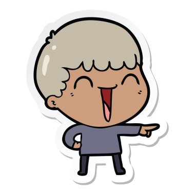 etiket karikatür mutlu bir adamın