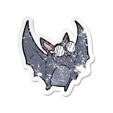 gözlük takan karikatür yarasa sıkıntılı etiket