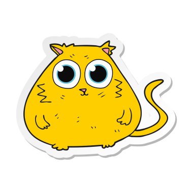 etiket iri güzel gözlü bir karikatür kedi