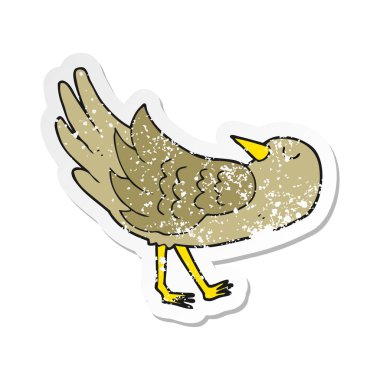 bir karikatür kuş Retro sıkıntılı etiket