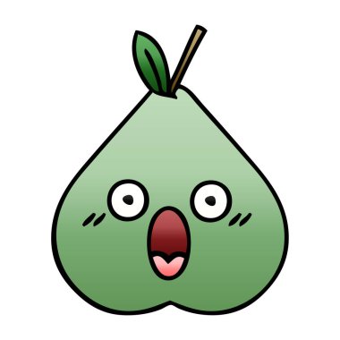 Degrade gölgeli karikatür yeşil armut