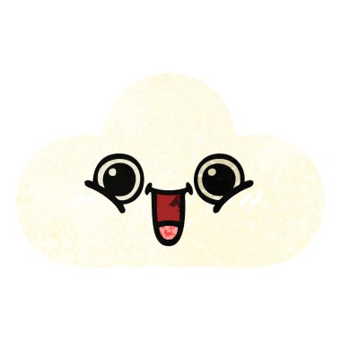 Retro illüstrasyon tarzı çizgi film bulut