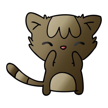 şirin kawaii kedi degrade çizgi film