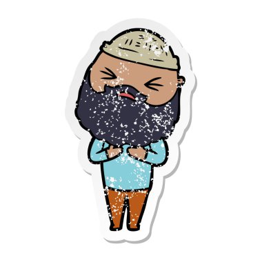 sakallı bir karikatür insanın sıkıntılı etiket