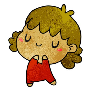 bir şirin kawaii kızın dokulu çizgi film