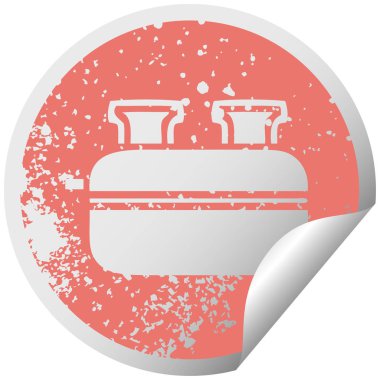 sıkıntılı dairesel peeling etiket sembolü çift ekmek kızartma makinesi