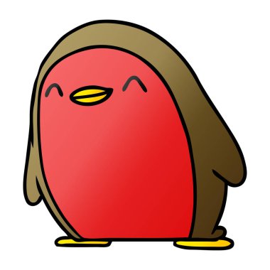 Degrade çizgi film sevimli kawaii kırmızı robin 