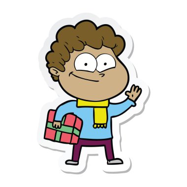 etiket karikatür mutlu bir adamın