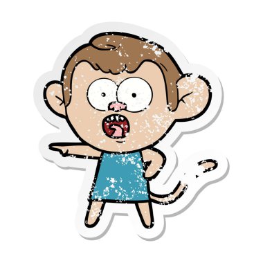 bir çizgi film şok maymunun sıkıntılı etiket