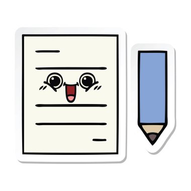 sevimli çizgi test kağıt etiket