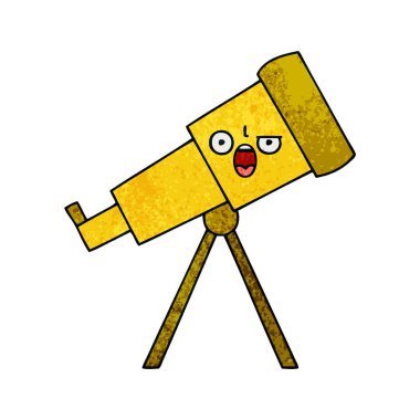 Retro grunge doku karikatür teleskop