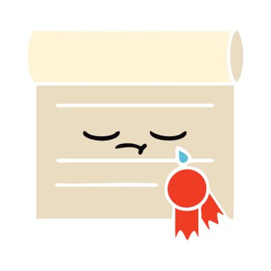 düz renk retro karikatür sertifika