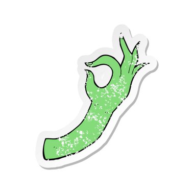 çizgi film el simgesi Retro sıkıntılı etiket