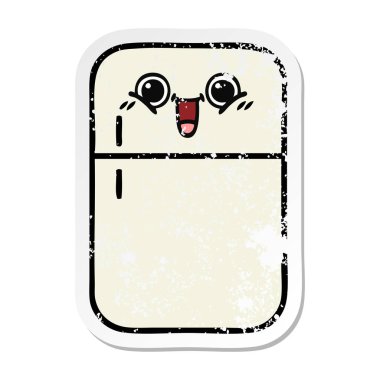 sevimli çizgi buzdolabı dondurucu sıkıntılı etiket