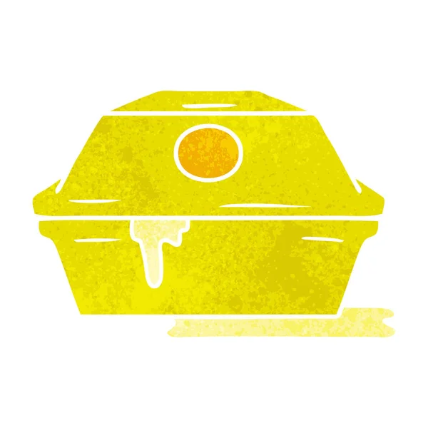 Caricature rétro gribouille d'un récipient de hamburger de restauration rapide — Image vectorielle