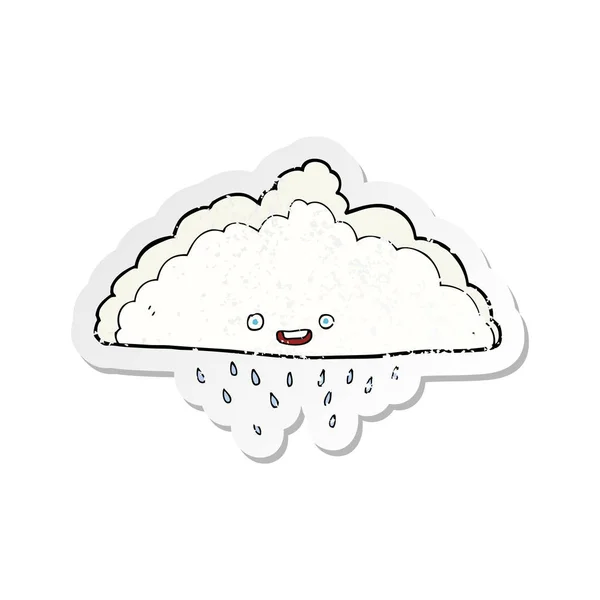 Autocollant en détresse rétro d'un nuage de pluie dessin animé — Image vectorielle