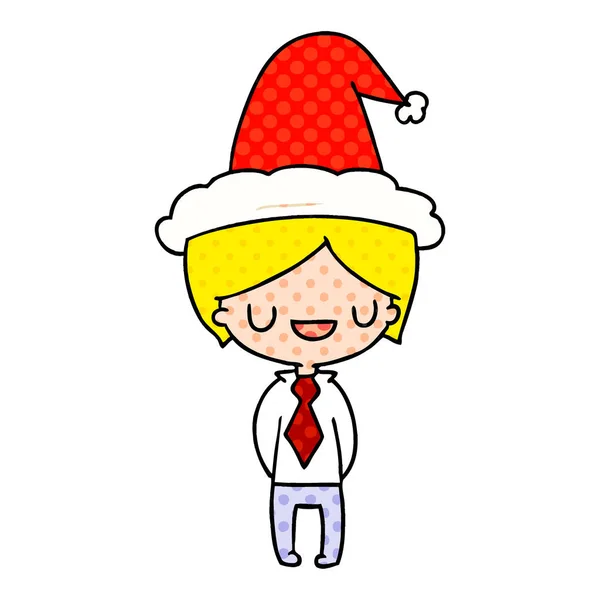 Kreslené vánoční kawaii chlapce — Stockový vektor