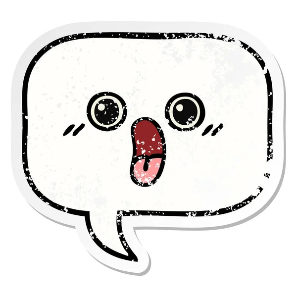 Verontruste sticker van een tekstballon cute cartoon — Stockvector
