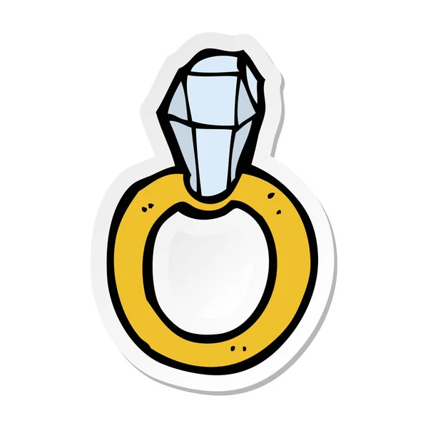 Sticker Van Ring Van Diamant Van Een Cartoon — Stockvector