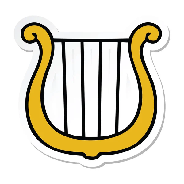 Nálepkou Roztomilý Kreslený Zlatá Harfa — Stockový vektor