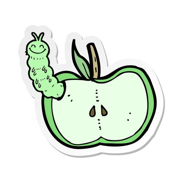 卡通苹果贴纸与虫子 — 图库矢量图片