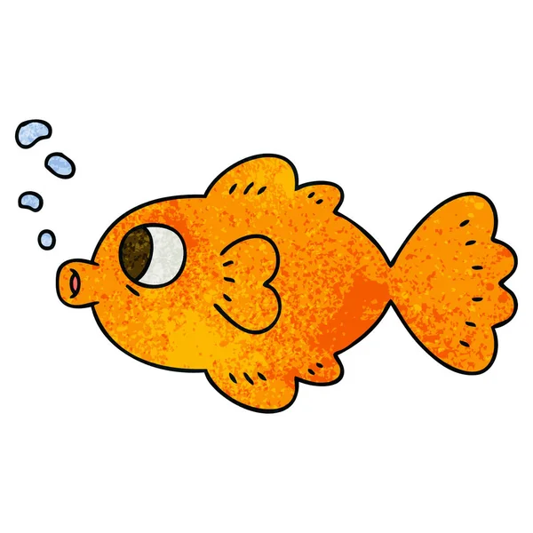 Mão peculiar desenhado desenho animado peixe — Vetor de Stock