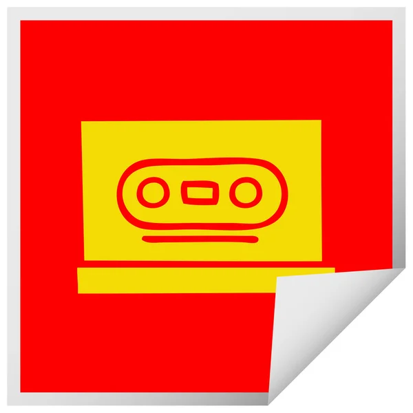 Descascamento quadrado adesivo cartoon cassete retro — Vetor de Stock
