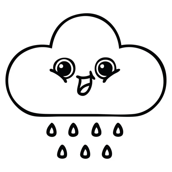 雨の雲のライン描画漫画 — ストックベクタ