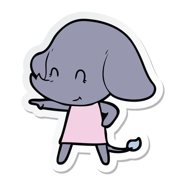 Sticker of a cute cartoon elephant — Stock Vector