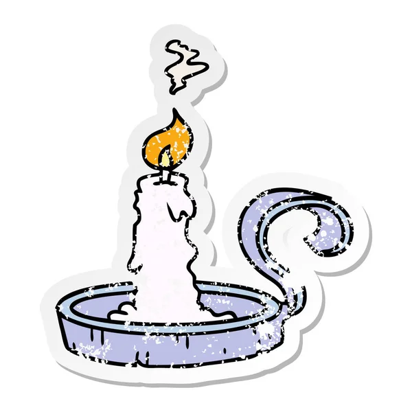 촛대 및 불된 수의 고민된 스티커 만화 낙서 — 스톡 벡터