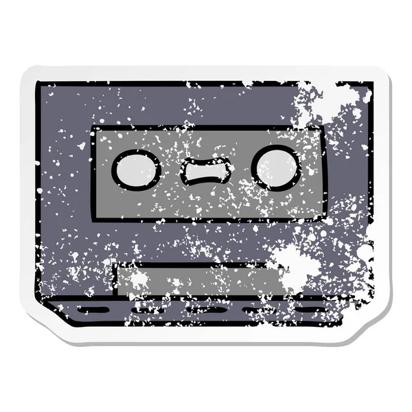 Distressed Sticker Cartoon Doodle einer Distressed Sticker Kassette — Stockvektor