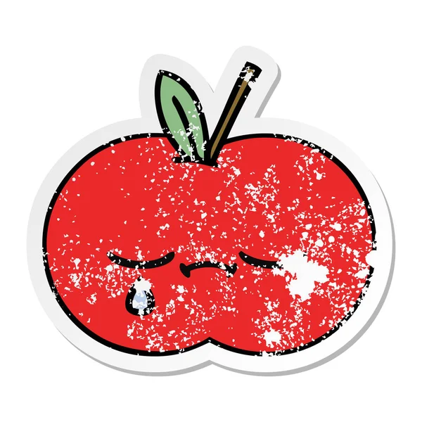 一个可爱的卡通红苹果苦恼的贴纸 — 图库矢量图片