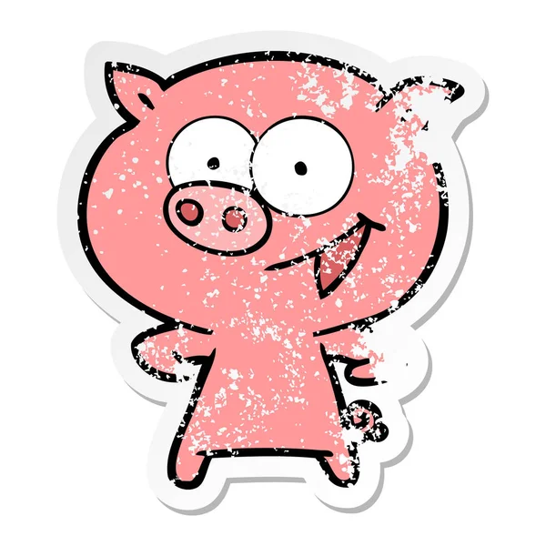 Zoufalý nálepky veselá pig Cartoon — Stockový vektor