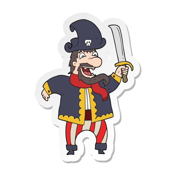 Adesivo di un cartone animato ridere capitano pirata — Vettoriale Stock