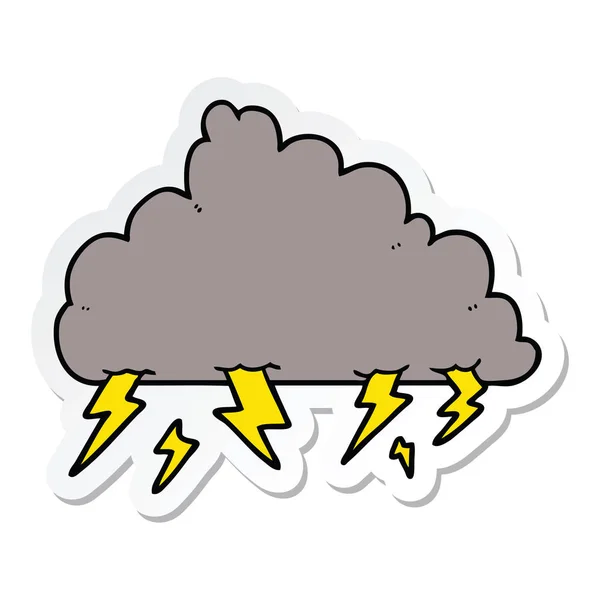 Sticker of a cartoon thundercloud — Stock Vector