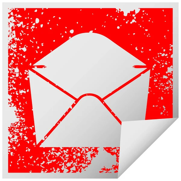 Bizarre angoissé carré peeling autocollant symbole enveloppe — Image vectorielle
