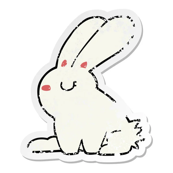 Bir Karikatür Tavşan Sıkıntılı Etiket — Stok Vektör