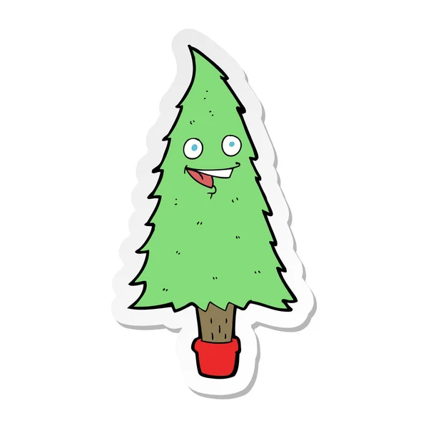 Pegatina de un árbol de Navidad de dibujos animados — Vector de stock