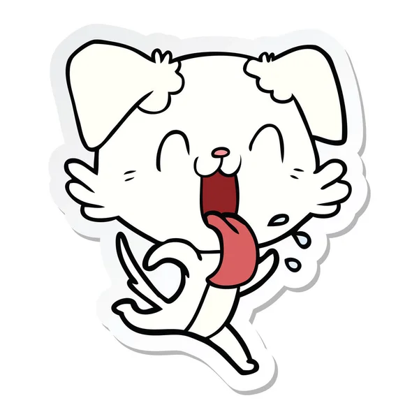 Sticker of a cartoon panting dog running — Stock Vector