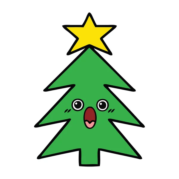 Mignon dessin animé arbre de Noël — Image vectorielle