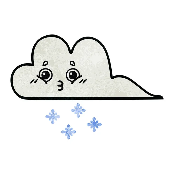 Retro Grunge Textura Desenhos Animados Uma Nuvem Neve —  Vetores de Stock
