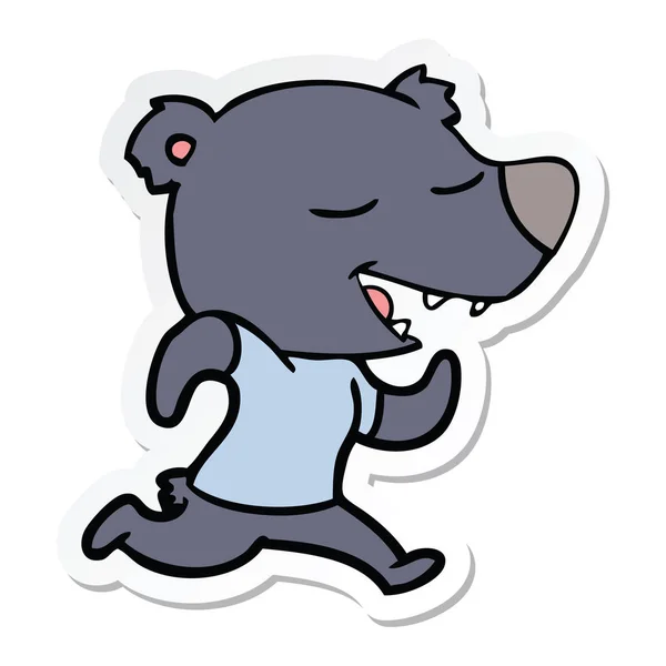 Sticker of a cartoon bear — Stock Vector