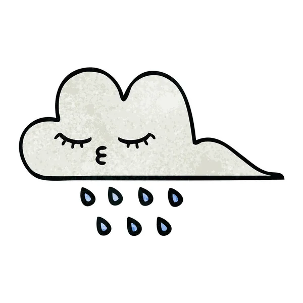 Retro grunge doku karikatür yağmur bulutu — Stok Vektör