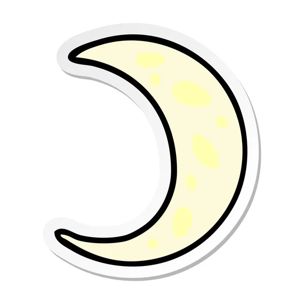 Sticker cartoon doodle of a crescent moon — Stock Vector