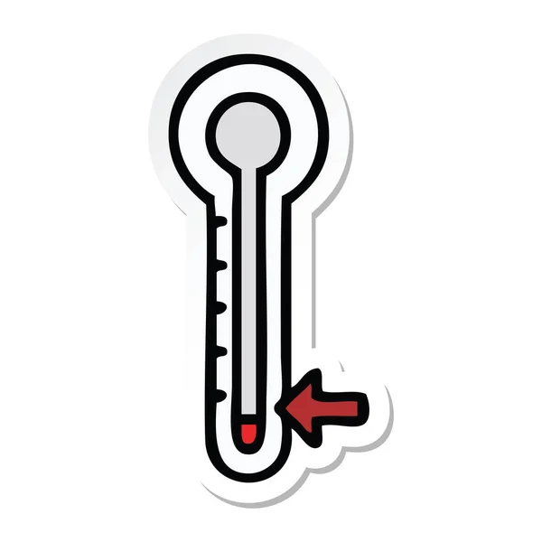 Sticker Cute Cartoon Cold Thermometer — Stock Vector