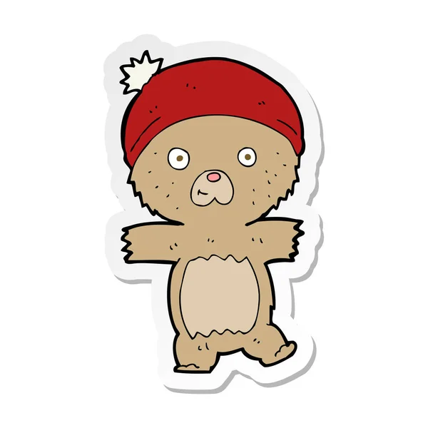 Sticker Cartoon Funny Teddy Bear — Stock Vector